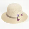 Brede rand hoeden Pearl Flower Women Zon Emmer Cap voor dames Zomer strand Zeehouderij opvouwbare holle ademende zonnebrandcrème Strohoedbeveiliging