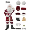 Şapkalar Erkek Yetişkin Çocuklar Noel Noel Baba Cosplay Cosplay Festival Noel Partisi Giysileri Set üstleri pantolon şapka kemer şal eldiven ayakkabı