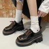 Casual Shoes Ladies On Sale 2024 Black Fashion Round Toe Lace Up Women's Flats Spring Outdoor Women Punk Zapatos