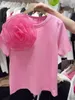 Women's T Shirts 2024 Design 3D Flower T-shirt Kvinnor Solid Loose Cotton Top för kortärmad Casual Korean Style Summer 43909