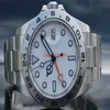 Montre de luxe pour hommes, meilleure vente, 42mm Explorer II 216570, cadran blanc en acier inoxydable, Date 42mm, automatique, boîte originale 2421