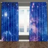 Cortinas 3D Impressão Moderna Roxo e Azul Via Láctea Noite Estrelada 2 Peças Cortina de janela de sombreamento para sala de estar Quarto Decoração Haste Bolso