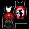 3d Horror Máscara Tatuagem Impresso Homens Vest Cool Street Persality Tops Summer Sleevel O-Neck Oversized Tank Tee Respirável Tops L2yj #