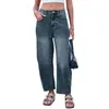 Jeans féminins à mi-taille jambe large pour les femmes printemps été surdimensionné surdimensionné des pantalons en jean poches Baggy mode Y2k Girls Streetwear