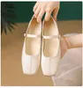 Elegant Spring Woman Square Toe Solid Lolita Loafers Black Ballerina Party Flats Kawaii Barefoot Designer Mary Jane Shoes 240320