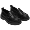 Freizeitschuhe aus schwarzem Leder, flache Damen-Retro-Schuhe, flacher Slip-On, höhenvergrößernde Pantoletten, bequeme flache Plattform-Loafer, Zapatos