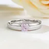 Cluster-Ringe S925 Silber Ring Set mit 5 5 mm quadratischen rosa Diamanten personalisiert für den einfachen täglichen Instagram-Stil für Frauen