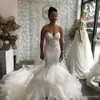 Koronkowe vintage Suknie ślubne Suknie ślubne na zamówienie arabskiego w stylu Dubai Sweetheart Cascading Ruffles imprezowe sukienki vestido