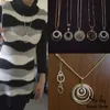 Mode-Design Kreise Große Anhänger Halsketten Für Frauen Strass Gold Silber Farbe Pullover Kette Lange Halskette Schmuck Geschenk 240315