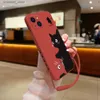 Cell Phone Cases Black Cat Cartoon Fashion Phone Case for Oneplus Nord 3 2 9R 9 8T 8 7 7T Pro 6 5G Liquid Silicone Cover with Hand StrapY240325