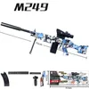 Gun Outdoor Toy Props M249 Electric Game Gel Bullet Military Blaster Model Colorful Water Paintball för pojkar VGGFX