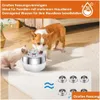 Cat Bowls Feeders 3L Drinking Fountain Matic Stainless Steel Bowl Pet Dog Water Dispenser Tra Quiet Pump Foutain For Mtiple Pets Drop Otp4S