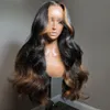 200% 30 40 tum Highlight Body Wave Wig 13x6 HD spets frontala mänskliga hår peruker Remy Glueless peruk 13x4 Spets frontala förpluckade peruker