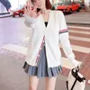 Tb Style Wool Cardigan Knitted Sweater Spring New Three Color Sleeves V-neck Long Sleeved