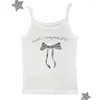 Women's Tanks Maemukilabe 00s Retro Preppy Cute Tank Top Vest Women Kawaii Coquette Y2K Crop Tops Bow Aesthetic Spaghetti Strap Camisole