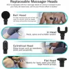 Mini Massage Gun Deep Tissue Portable 4 hastigheter Percussion Muskelmassager med huvuden kraftfull fascia super tyst 240309