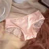 Calcinha feminina sexy lingerie para mulheres rendas cetim costura briefs oco fino respirável roupa interior mulher