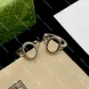 Boucles d'oreilles créoles avec lettres imbriquées, clous de fête en argent pour dame G, bijoux de créateur avec boîte cadeau