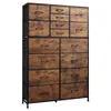 WLIVE 16 Dresser, Tall for Bedroom, Closet, Hallway, Storage Dresser Organizer Unit, Large Dressers & Chests of Drawers with Fabric Bins, Rustic Brown Wood