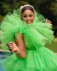 Kleurrijke 2024 Weelderige Groene Tule Prom Dresses Ruches Tiered Lange Split Avondjurken Feestjurk Tot Verjaardag Plus Size