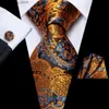 Halsband Hals Ties Hi-Tie 100% Silk Luxury Mens Ties Floral Black Gold Ties Paisley Slyckig Pocket Square Cufflinks Set Mens Wedding Party Tie Y240325