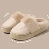 Casual Shoes Winter Women Fur Slippers Warm Boots Flats Platform Slides 2024 Short Plush Home Cotton Suede Mules Ladies