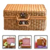 Baskets Manual Imitation Rattan Suitcase Birthday Decoration Girl Woven Lock Picnic Basket