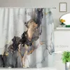 Curtains Black Gold Luxury Shower Bathroom Curtain Waterproof Fabric Modern Marble Bath Toilet Door Curtains Home Decor Cortinas De ducha