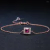 Anklets Anklet Armband för kvinnor Minimalistiska sommarstrandtillbehör Simple Square Rose Gold Color Crystal Jewelry A031