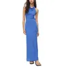 Abiti casual da donna S sexy profondo scollo a V in pizzo senza schienale maxi abito senza maniche slim fit lunghezza alla caviglia taglio basso aderente abito da festa