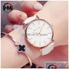 Relojes de pulsera Drop Japón Cuarzo Simple Mujer Reloj de moda Correa de cuero blanco Relojes de pulsera para mujer Marca Impermeable Pulsera Dhgarde Dhnxs