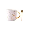 Mugs Marbling Matte Gold Products Series Black And White Cup Saucer Case Tea Glass Coffee With Scoop