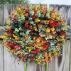 Dekorativa blommor Fall Door Wreath Green Artificial Eucalyptus lämnar Holiday Festival Hanging Garland Party Decorations