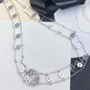 CH -halsband T0P för kvinnor designer par 925 silverguldpläterad 18k europeisk storlek högsta räknare avancerade material diamantkristallsmycken med ruta 004