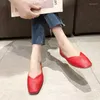 Chaussures décontractées Slip on Femme peu profonde Apparts en cuir solide femme suqare toe talons bas ballet de bateau plus taille zapatos de mujer