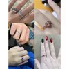 Cluster Rings Selling 925 Sterling Silver Red Heart-shaped Ring Colorful Crystal Fit Charming Bracelets Women's Jewelry DIY Gifts