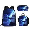 Mochila Moda Jovem Panda 3D Impressão 3 Pçs/set Estudante Sacos de Viagem Laptop Daypack Lunch Bag Lápis Caso