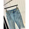 Jeans da donna 2024 Blu Dritto Sciolto Designer Logo Lettera Cristalli Pantaloni in denim 3015 Consegna di goccia Abbigliamento Abbigliamento Oto6D
