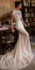Dresses Mermaid Court Train Sexy Jewel Neck Hollow Back Lace Satin Beading Pearl Tassel Wedding Dress Bridal Gowns BC184
