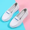 Sapatos casuais femininos almofada de ar de couro sola macia boca rasa respirável anti deslizamento grosso trabalho pequeno branco