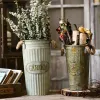 Vase Vintage Ironworks Handle Vase Nostalgic Flowerpot Ornamentsリビングルームバケツドライフラワー鉄のバケツ装飾花の道具