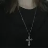 Hänge halsband retro goth korshalsband för män kvinnor religiös tro semester personlighet klassisk rostfritt stål smycken punk gåva