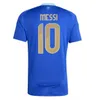 Novo 2024 2025 Argentina Futebol Jerseys Fãs Versão Jogador Messis Mac Allister Dybala Di Maria Martinez De Paul Maradona Homens Mulheres Camisa de Futebol Azul 24 25 Kids Kit