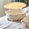 Baskets 2X Cotton Woven Storage Basket Cute Pompom Decor Sundries Finishing Box Nordic Cosmetic Toys Organizer Frame Pink S