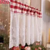 Rideaux coréens à carreaux rouges, demi-rideau court en dentelle à carreaux, couture douce, pour cuisine, café, # A174