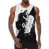 Animal Wolf Pattern Tanks Tops Sleevel Col rond Style de rue 3D Imprimer Gilet 6XL Plus Taille Homme Vêtements Lâche Casual Top 56Fd #