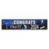 Decorazione per feste Blu Congratulazioni Banner Durevole Classe del 2024 Set di laurea Congratulazioni Grad Sfondo Yard For