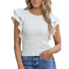 メンズTシャツスリムフィットTシャツの女性TシャツTシャツスタイリッシュな女性のカジュアルとフリルの半袖プリーツブラウスドレッシー