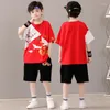 Roupas conjuntos de 2 PCs crianças meninos de verão meninos curtos calças de manga curta