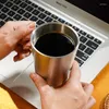 Kupalar 320ml Paslanmaz Çelik Çift Katmanlı Bira Yaratıcı Handgrip Kahve Kahve Çay Su Metal Seyahat Tumbler Hediyeler İçin